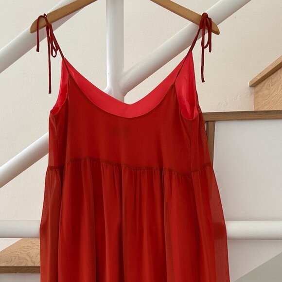 Burnt Orange Park & Fifth Tiered Midi Dress - Picture 4 of 7